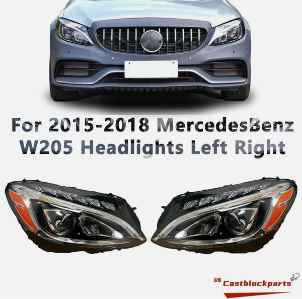 2015-2018 Mercedes C-Class C300 W205 LED Headlight Left+Right Side Pair Set