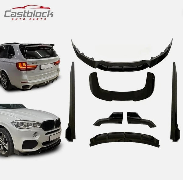 For 13 14 15 16 17 18 BMW F15 X5 M Sport Look Front+Rear Lip+Side Skirts Bumper