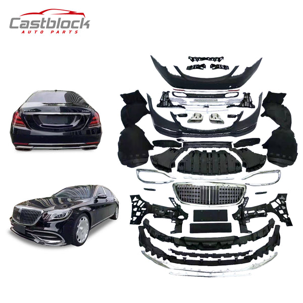 For Mercedes W222 560 SClass Facelift 18-20 Maybach Style Front Rear Bumper Kits
