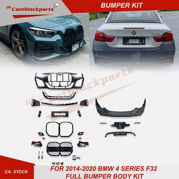 For 2014-17 BMW 4 Series F32 F36 428i Upgrade To 2021 M4 Look Bumper Kit W/Grill