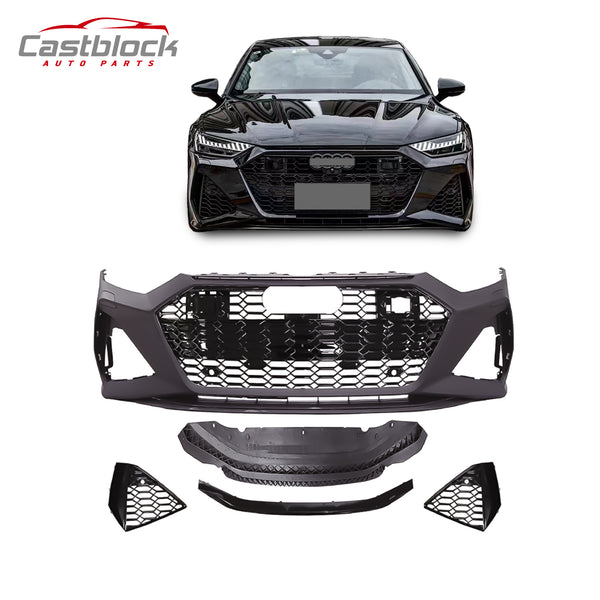 For 2019-2021 Audi A7 Upgrade to RS7 Body Kit Front Bumper With Honeycomb+Grille