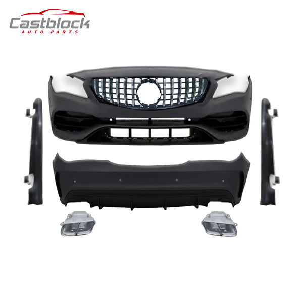 For 13-19 Mercedes Benz CLA Class W117 Facelift CLA45 Full Bumper Kit+Side Skirt