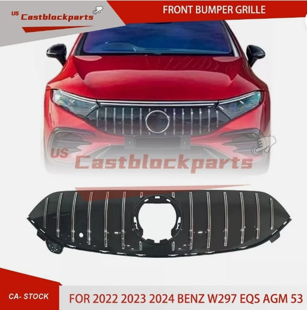 Silver Front Bumper Grille Mesh Grill For Benz W297 EQS AGM 53 2022-2024