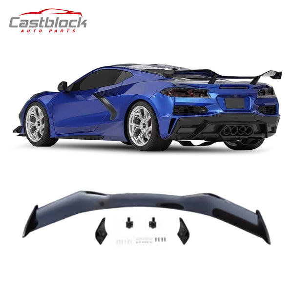 For 2020+Corvette C8 Stingray Z06 Style Rear Diffuser Bumper Spoiler Add-On Wing