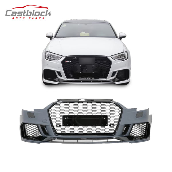 FOR 2017 2018 2019 Audi A3 S3 FACELIFT TO RS3 FRONT BUMPER+GRILLE BODY KIT