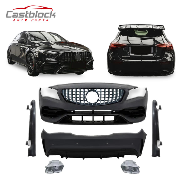 For 13-19 Mercedes CLA Class W117 Facelift CLA45 Front Rear Bumper Kit Headlight