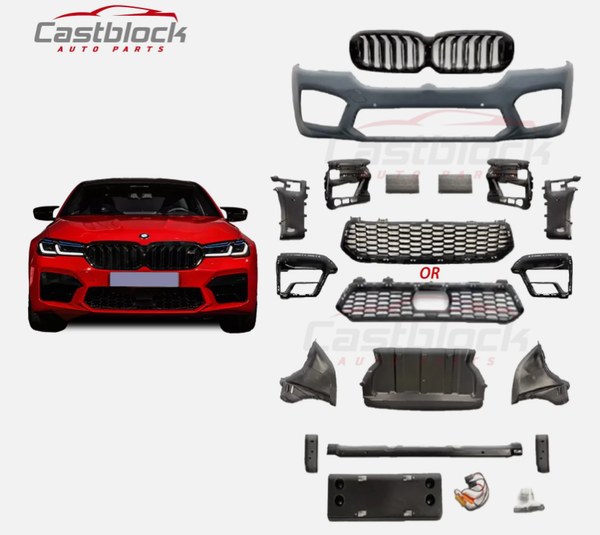 Fit 18-20 BMW 5 Series G30 To 2022 M5 Style Front Bumper+Fender+Hood+Laserlights
