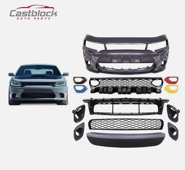 Fit 2015-2019 Dodge Charger Scat SRT 392 Hellcat Front Bumper Body Kit+Fog Light