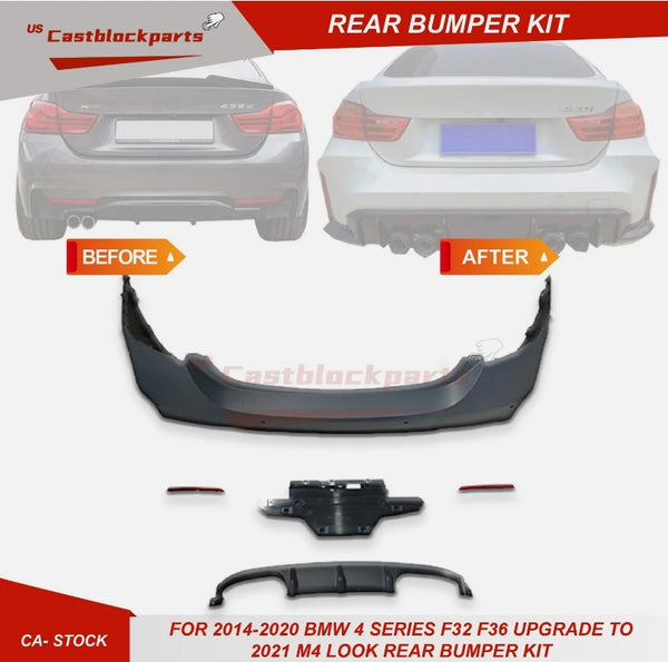 For 2014-2017 BMW 4 Series F32 F36 428i Upgrade To 2021 M4 Look Rear Bumper Kit