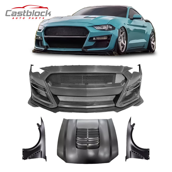For 2018-2020 Ford Mustang GT500 Style Front Bumper Kits W/Grille+Hood+Fenders