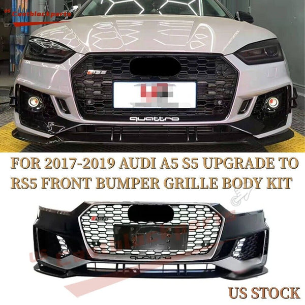 FOR 2017 2018 2019 Audi A5 S5 UPGRADE TO RS5 FRONT BUMPER+GRILLE BODY KIT