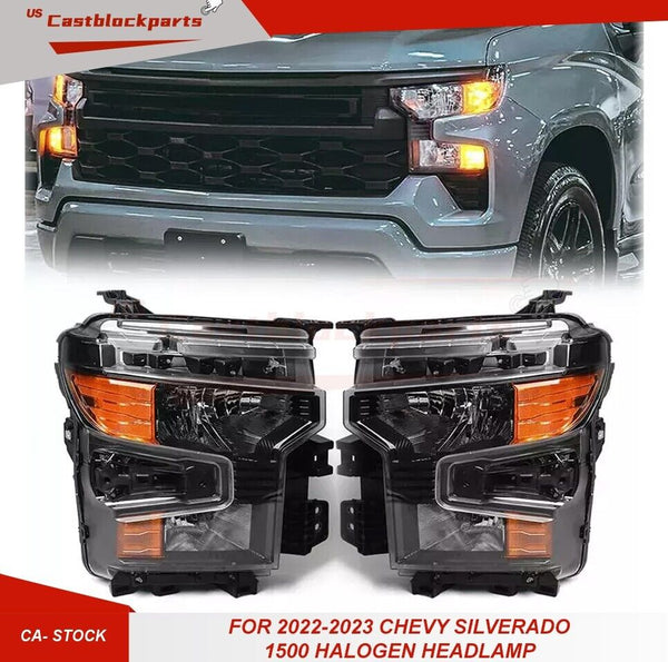 For 2022-2023 Chevy Silverado 1500 Halogen Headlight Left & Right Side