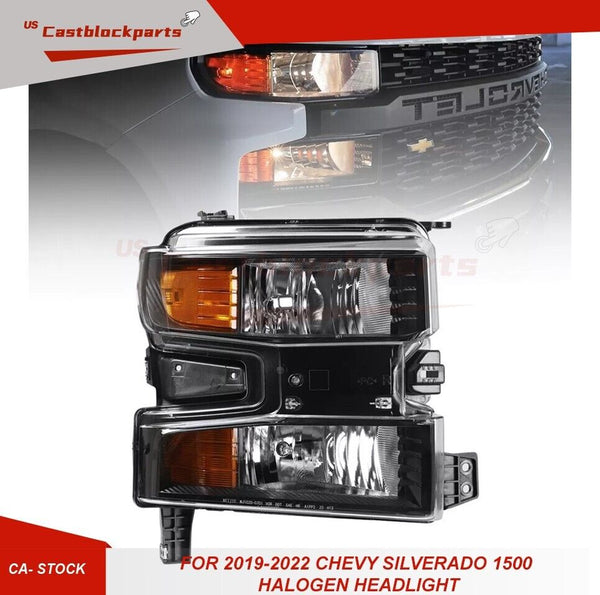 Fit for 2019-2022 Chevy Silverado 1500 Halogen Headlight Headlamp Passenger Side