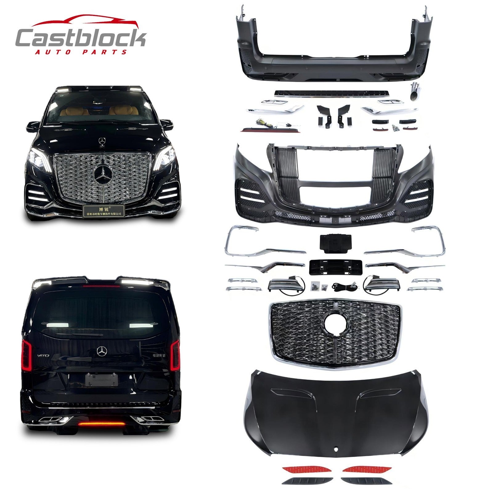 Mercedes Benz V Class Vito W447 Metris Full Bumper Kit Front Hood(2016 ...
