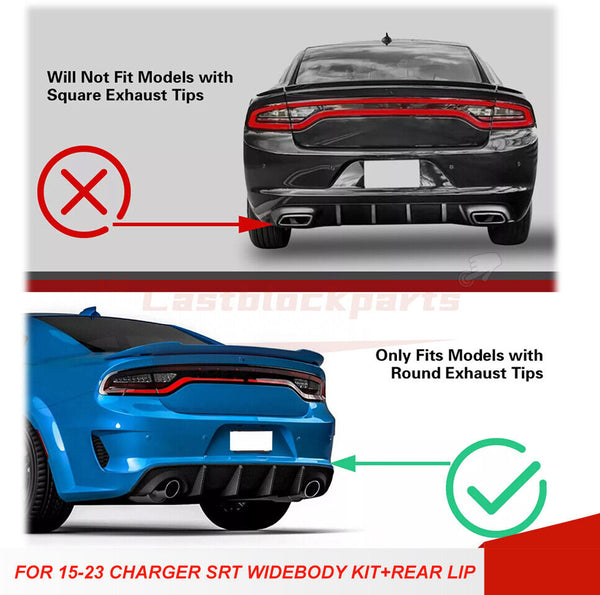 Fit Dodge Charger SRT Bumper 2015-2023 Widebody Full Body Kit 4 Styles Rear Lip