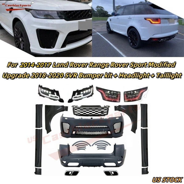 For 2015-2017 Land Rover Range Rover Sport Upgrade 18-21 SVR Body Kit + Lights