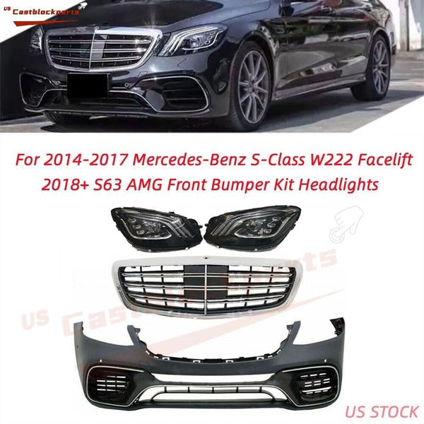 For 14-17 Mercedes Benz S Class W222 Facelift 18+ S63 AMG Front Bumper Headlight
