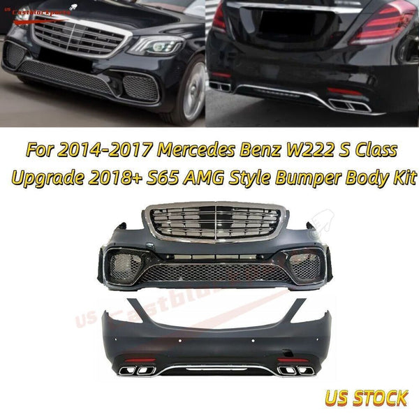 For Mercedes S class W222 Upgrade 18+ S65 AMG Style Bumper Body Kit Conversion