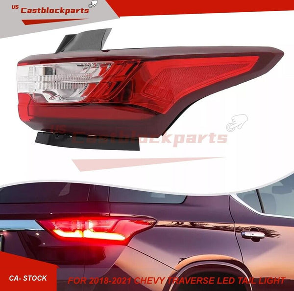 For 2018-2021 Chevy Traverse Red/Clear Outer LED Tail Light Brake Lamp Passenger