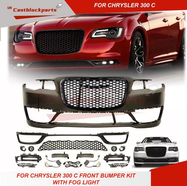 Front Bumper Assembly Package Set with Fog Light for 2015-23 Chrysler 300/C SRT