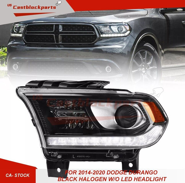For 2014-2020 Dodge Durango Black Halogen W/o Led Headlight Left Driver Side