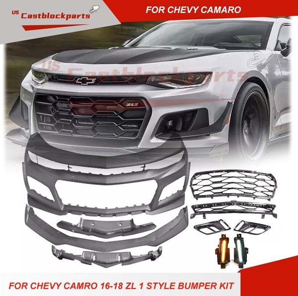 Fits 16-18 Chevy Camaro ZL1 Style Front Bumper Kit Conversion with Fog Lights US