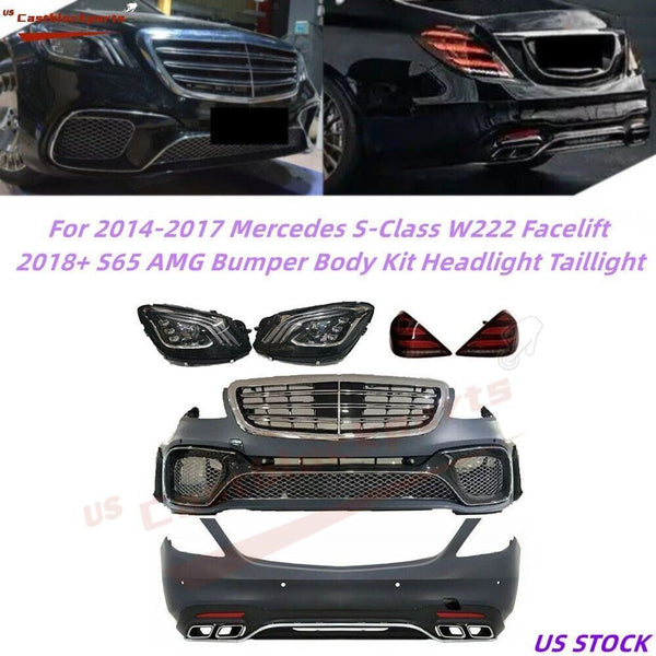 Facelift 18+ S65 AMG Mercedes S-Class W222 S550 S650 Bumper Body Kit W/Light