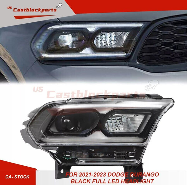For 2021-2023 Dodge Durango Headlight Black Full LED Right Passenger Side
