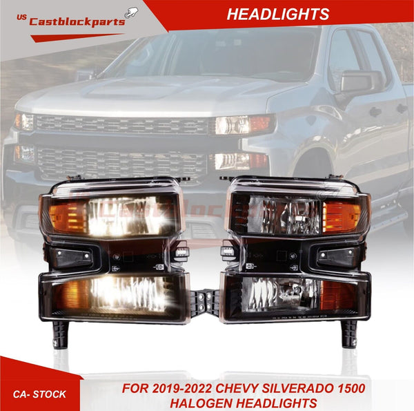 For 19-22 Chevy Silverado 1500 Halogen Headlights Left & RIght 84621848 84621849