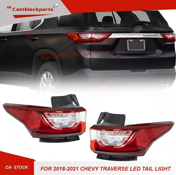 FOR 2018-2021 Chevrolet Traverse Left+Right Side Rear LED Tail Lights Brake Lamp