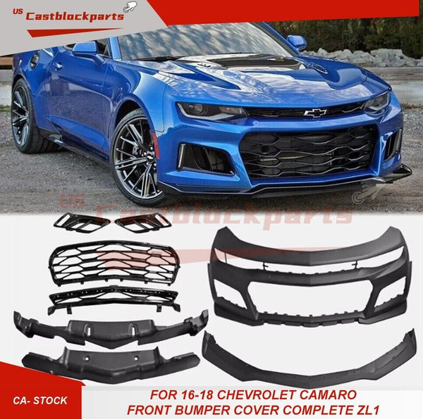 Fits 16-18 Chevy Camaro ZL1 Style Unpainted Front Bumper Cover Conversion w/ Lip
