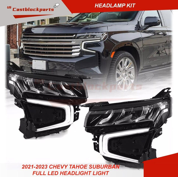 For 2021 2022 2023 Chevy Tahoe Suburban Full LED Headlights LH+RH Headlamp Kit
