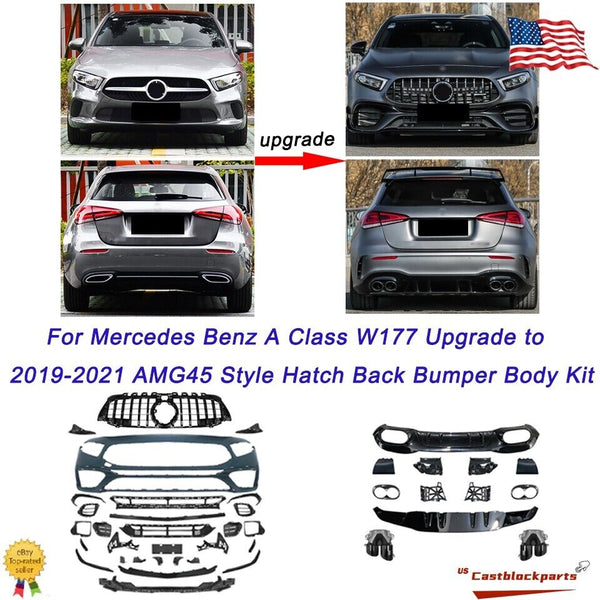 For Mercedes Benz A Class W177 Upgrade 2019-2021 Amg45 Hatchback Body Kit Bumper