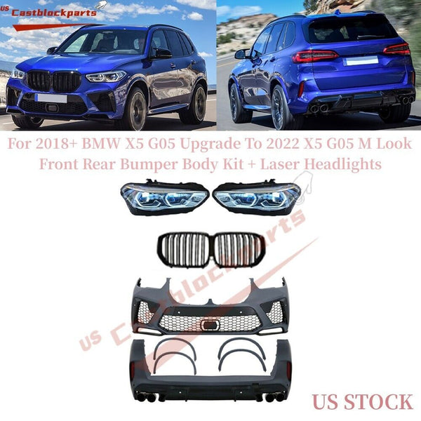 For 2018+ BMW X5 G05 Modified to 2022 BMW X5M F95 Look Bumper Kit+Laserlights