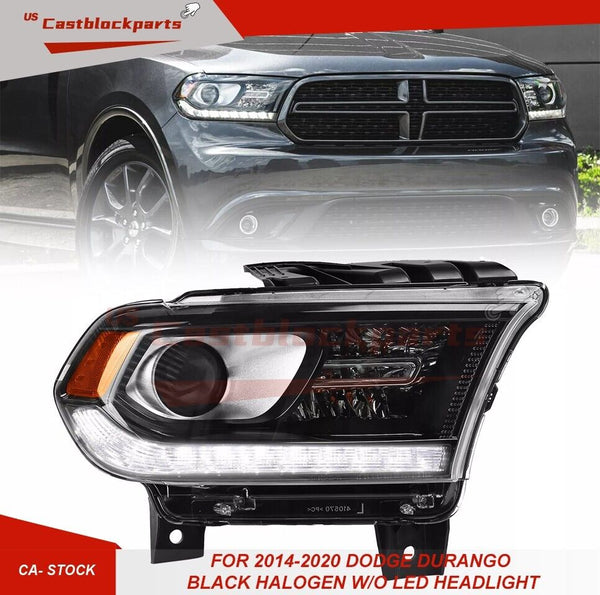 For 2014-2020 Dodge Durango Passenger Side Black Halogen W/o Led Headlight