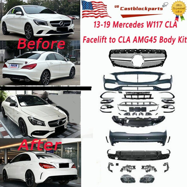 For 2013-19 Mercedes Benz W117 CLA Class facelift to CLA AMG 45 Bumper Body Kit