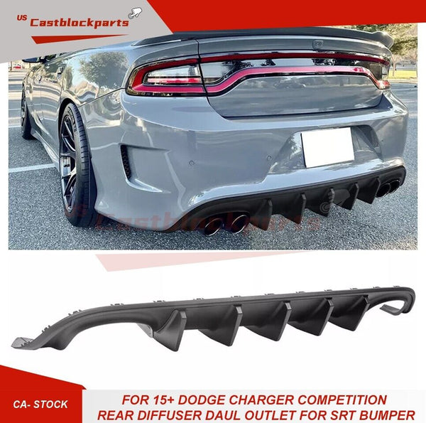 Fits 2015+ Dodge Charger Competition Rear diffuser Daul Outlet for SRT Bumper