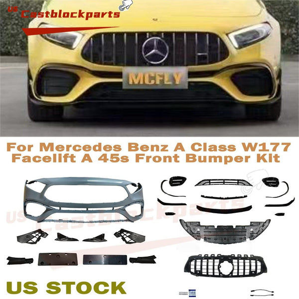 New For Mercedes Benz A Class W177 Facelift A 45s Front Bumper Body Kit Grille