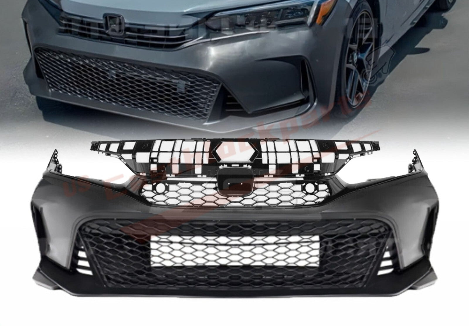 For 2022+ Honda Civic FE1 Upgrade To Type R Style Front Bumper Kit wit ...