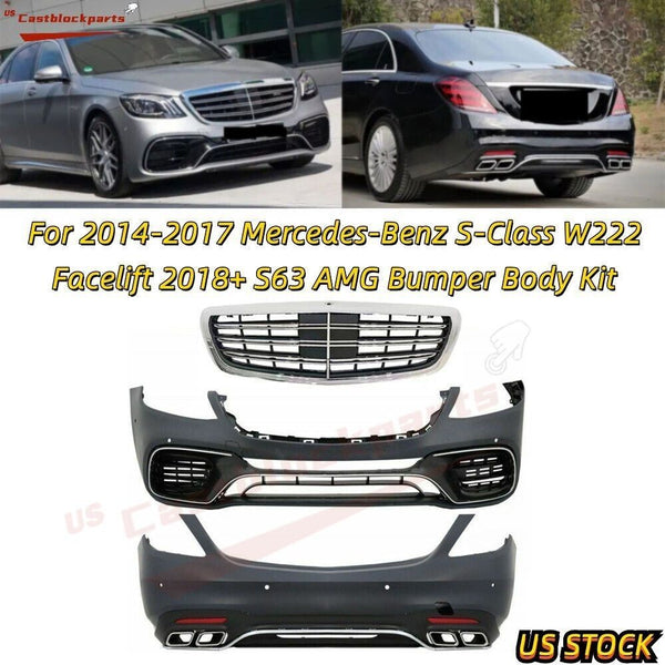 For  14-17 Mercedes-Benz S-Class W222 Facelift To 18+ S63 AMG Bumper Body Kit