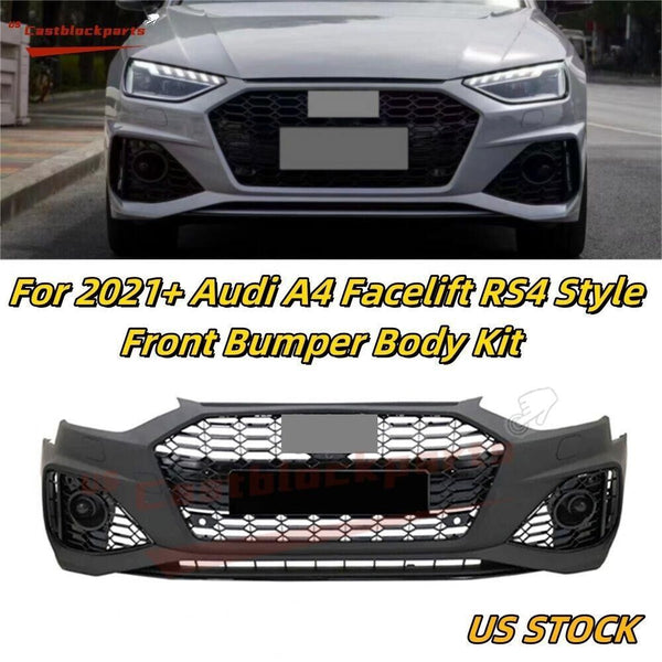 For 2021 2022 2023 Audi A4 Facelift to RS4 Style Front Bumper Body Kit Grille