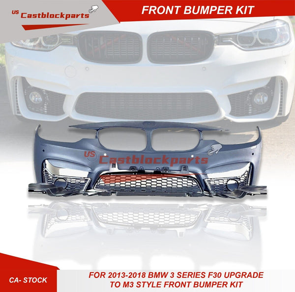 For 2012-2019 BMW 3 Series F30 Upgrade To M3 Style Front Bumper Kit W/ Fog holes