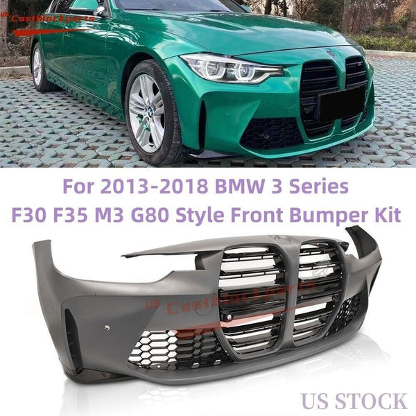 Facelift M3 G80 Style For 2013-18 BMW 3 Series F30 Front Bumper Cover kit Grille