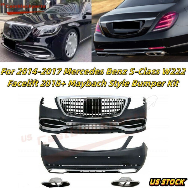 For Mercedes W222 560 SClass Facelift 18-20 Maybach Style Front Rear Bumper Kits