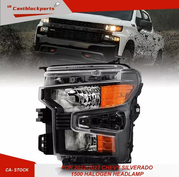 Driver Left Side Headlight For 2022 2023 Chevy Silverado 1500 Halogen Headlamp