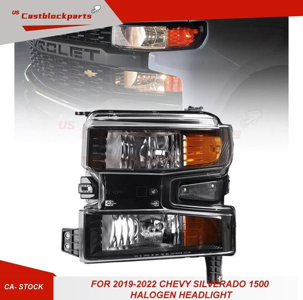 Fit for 2019-2022 Chevy Silverado 1500 Halogen Headlight Headlamp Left Driver
