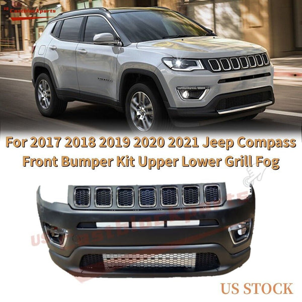FOR 2017 2018 2019 2020 2021 JEEP COMPASS FRONT BUMPER SET GRILL FOG COVER