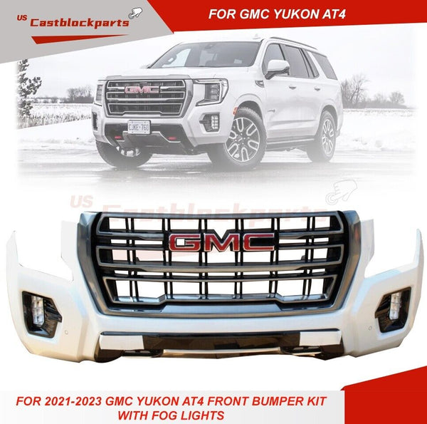 2021-2024 GMC YUKON AT4 Front Bumper Assmbly with Fog Light Grille Abalone White