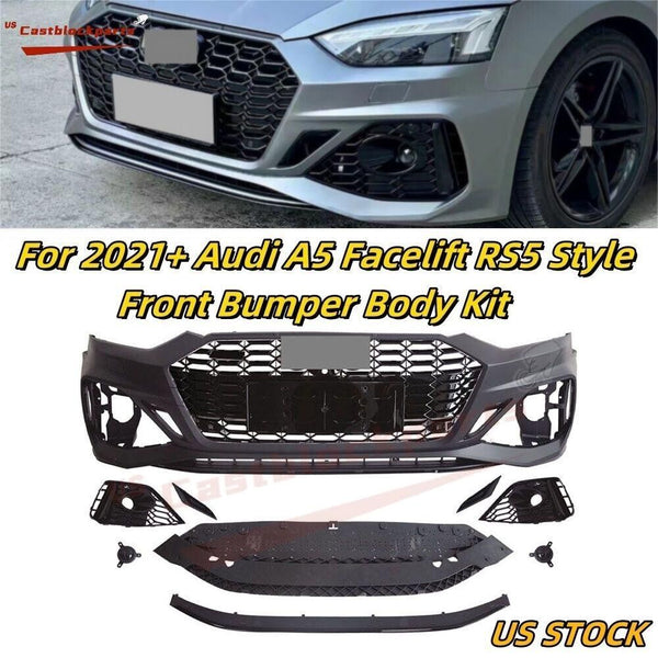 For 2021 2022 2023 Audi A5 Upgrade to RS5 Style Front Bumper Body Kit +Grille