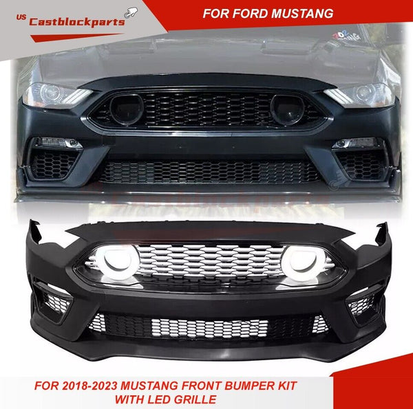 For 2018-2023 Ford Mustang 2021 Mach-1 Style Front Bumper with Lip LED Grille US